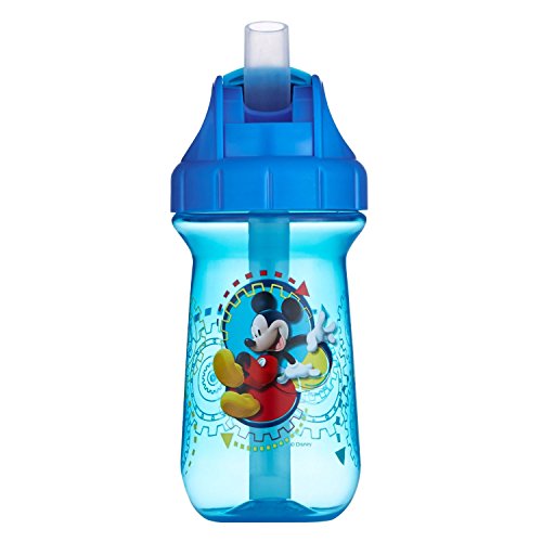 The First Years Disney Mickey Mouse Toddler Straw Cup - Spill Proof Flip Top Toddler Sippy Cups - 18 Months and Up - 10 Oz