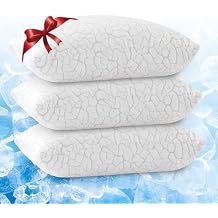 Cooling Pillows for Sleeping 3 Pack, Adjustable Shredded Memory Foam Pillows Queen Size, Firm Bed Pillows for Side, Back, Stomach, Hot Sleepers, Cold Pillow with Removable Washable Cover