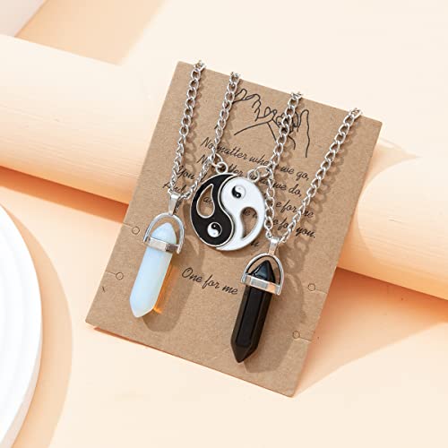 2Pcs Crystal Mutual Attraction Magnetic Couple Matching Split Heart Pendant Necklace Healing Meditation Jewelry Bff Gift-Black&White #TOP1