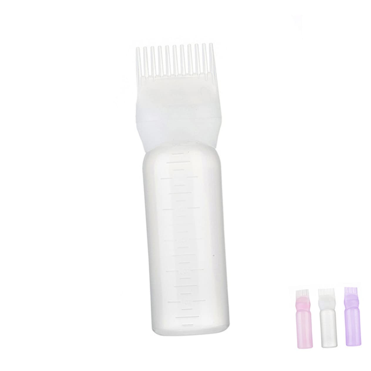 Housoutil 6pcs White Hair Coloring Bottle Applicator Comb Dyeing Tool with Graduated Scale for Even Color Distribution Salon and Home Use