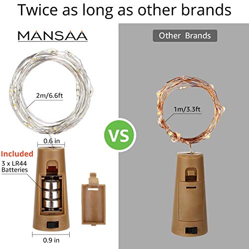 Image of MANSAA Bottle Cork LED String Light - 2 Meter 20 LEDs, Blue, LR44 Battery Operated, Wine Bottle Decoration