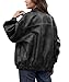 Bakyarder Womens Oversized Y2K Faux Leather Jackets Vintage Plus Size Fashion Motorcycle Coats Fall Fashion Outfits 2025 Black Medium
