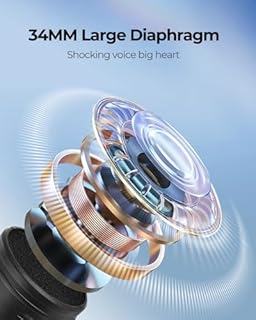 ALPOWL WXM Microfono Wireless, Microfono Karaoke con 192KHZ/24Bit, Professionale UHF Cordless Dynamic Mic System, Sistema PA Ricevitore Ricaricabile per Amplificatore Vocale(Nero)