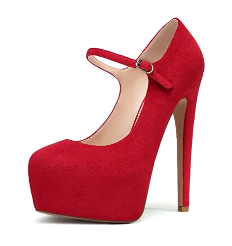 YODEKS Sexy Mary Jane Pointed Toe Platform High Heel Stiletto Pumps Ankle Strap Wedding Party Dress Shoes2