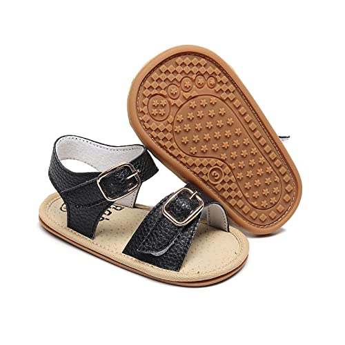 EnJoCho Boys Sneakers Infant Boys Girls Open Toe Solid Tassels Shoes First Walkers Shoes Summer Toddler Flat Sandals (Black-c#whbf, 6-12 Months)2