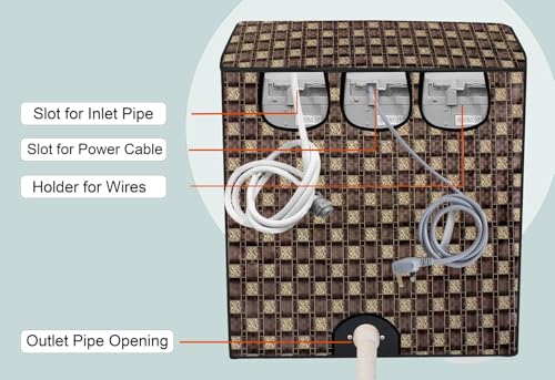 Image of Stylista PVC Washing Machine Cover Compatible for GODREJ 7.5KG Semi-Automatic Top Loading WSEDGE 75 5.0 TB3 M STGR, Basketweave Pattern Brown