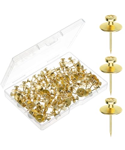 Image of Mr. Pen Double Headed Picture Nails - 80 Pack, Gold, Picture Nails | Tacks for Wall Hangings, Wall Pins