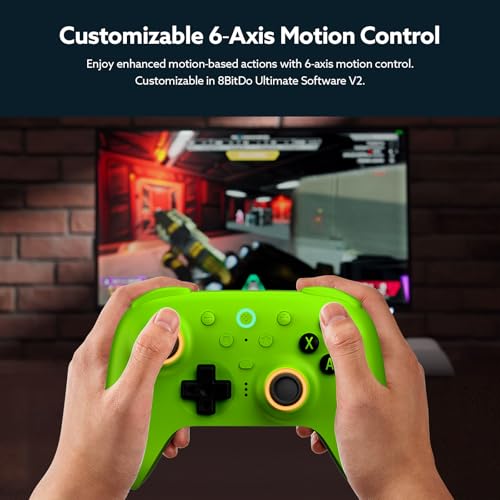 LONGYI 8BitDo Ultimate 2 Wireless Controller mit TMR Joysticks für Windows und Android, Gaming Controller mit Umschaltbaren Hall Effekt/Taktiltriggern, RGB-Feuerring, 8Speed Wireless Tech, Ladestation