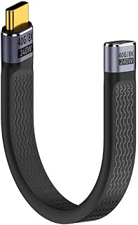Short USB C Cable 5.3 inch, USB C to USB C Female Cable for Thunderbolt 4, 240W Fast Charging, Support 40 Gbps Data Sync, FPC Design for SSD, Power Bank, Android Auto, Laptop, Tablet, Phone (C - C F)