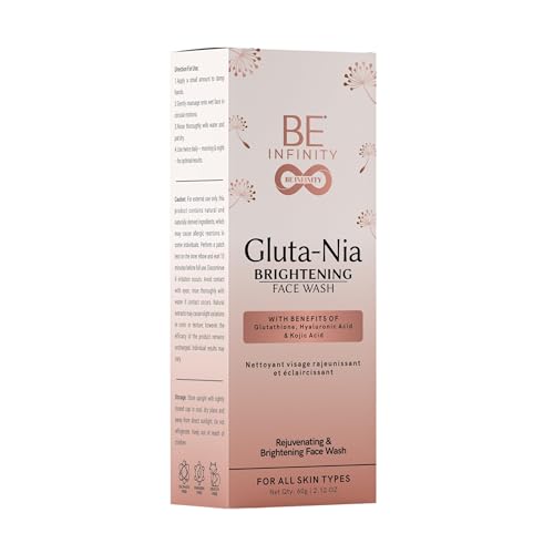Image of Gluta-Nia Brightening Face Wash | Rejuvenating Cleanser with Glutathione, Hyaluronic Acid & Kojic Acid | Radiance Boosting & Suitable for All Skin Types | 60g Each (Pack of 2)