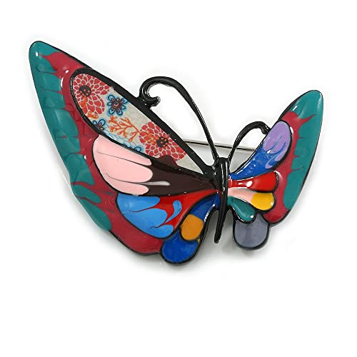 Broche de mariposa esmaltada con acabados artesanales de alta joyería en tono negro
