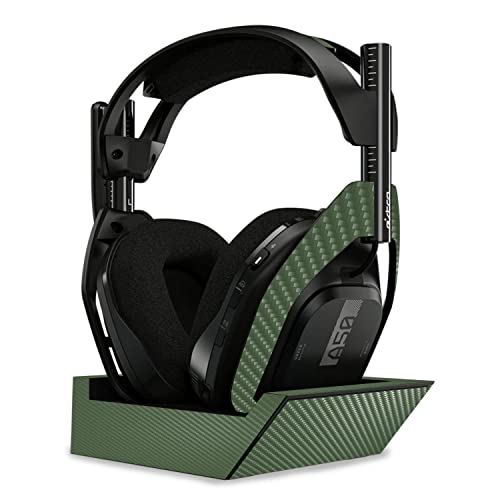 Image of MightySkins Carbon Fiber Skin Compatible with Astro A50 Wireless Headphones + Base Station (Gen 4) - Solid Olive | Protective, Durable Textured Carbon Fiber Finish | Easy to Apply | Made in The USA