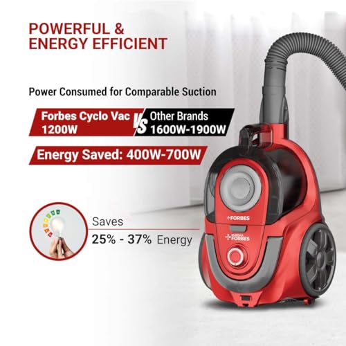 Image of Eureka Forbes Cyclo Vac -24 kPa High Suction Vacuum Cleaner|Cyclonic Technology |Bagless |Compact, Lightweight & Easy to Use |6 Multipurpose Accessories |HEPA Filter |Vario Power |Auto Cord Winding