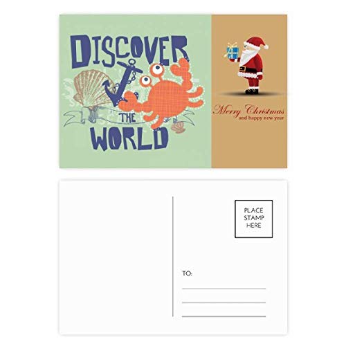 Cartes postales Père Noël monde marin : lot de 20 illustrations crabes et biologie