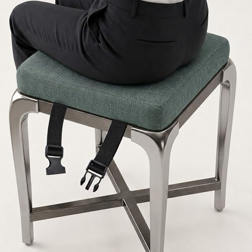 Genérico Cojines para Sillas Cuadrados con Lazos, Cojín Asiento de Lino Transpirable, Espuma de Alta Densidad, Desenfundable Antideslizante Interior Exterior(Gris,45x45x12cm)
