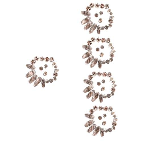 Set de 5 conos de pino secos decorativos para Navidad