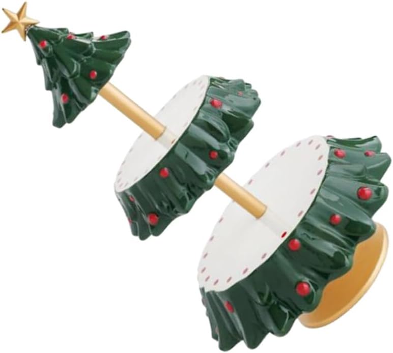 COHEALI Christmas Cupcake Stand, Christmas Tree 2-tiered Server Tiered Cupcake Stand Dessert Table Display Xmas Tree Tower Cup Cake Display Serving Platter for Party