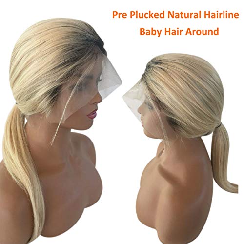 9A Water Wave Blonde Human Hair Lace Front Wigs 18Inch 13x6 Deep Part PrePlucked with Baby Hair Glueless Remy Hair Curly Wave Lace Frontal Wig Full End Lace Wigs #613 Color Human Hair Wigs for Women