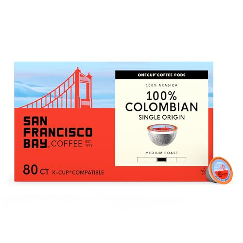 San Francisco Bay K-Cup Coffee Pods, 100% Colombian (80 ct), Medium Roast, Commercially Compostable Single-Serve Coffee Pods