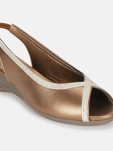 Image of Marc Loire Women's Open Toe Block Heel Metallic Fashion Sandals for Everyday