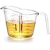 NUTRIUPS 250ml Glass Measuring Cup, Heighten Spout for Easy Pouring Measuring Glass, Clear with Red Measurements