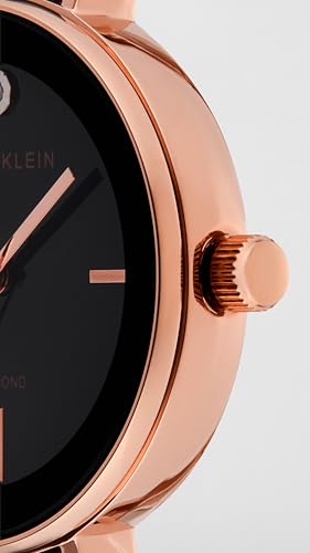 Image of Anne Klein Quartz Analog Black Dial Two Toned Black & Rose Gold Metal Strap Watch for Women - NEAKB3620BKST