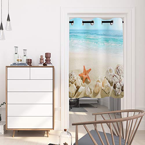 Warm Tour Window Curtain Panel Coastal Beach Clear Water Printing Decor Durable Drapes For Bedroom Kitchen Living Room Seashell Starfish #TOP2