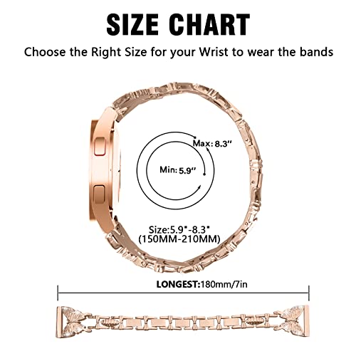 Kakurookie Easy Adjustable Bracelet Compatible With Samsung Galaxy Watch 6 5 4 3 2, Shiny Diamond On Butterfly, Jewelry Metal Strap For Watch 6 Classic/Watch 5 Pro/Watch 4 Classic For Women #TOP3