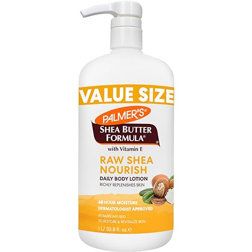 Palmer’s Shea Formula Raw Shea Body Lotion for Dry Skin, Hand & Body Moisturizer, Value Size Pump Bottle, 33.8 Ounces (Pack of 1)