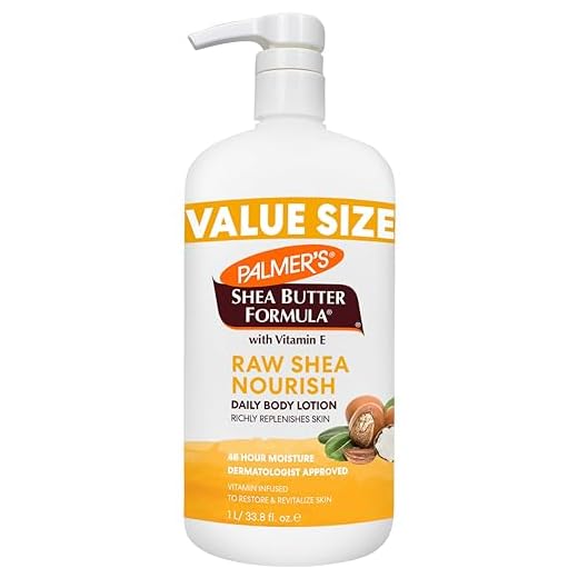Palmer's Shea Formula Raw Shea Body Lotion for Dry Skin, Hand & Body Moisturizer, Value Size Pump Bottle, 33.8 Ounces (Pack of 1)