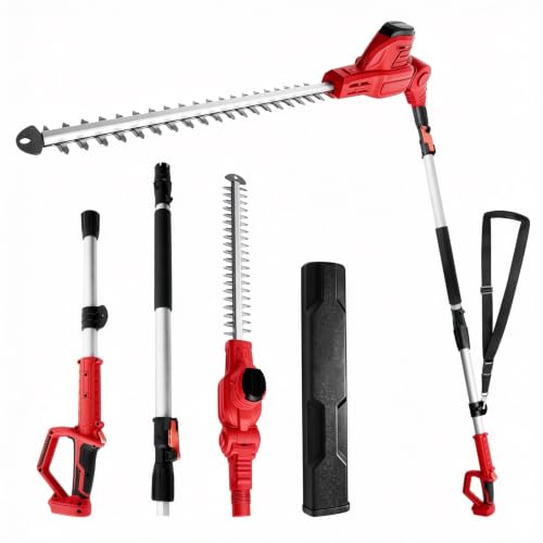 FormiPow Pole Hedge Trimmer for Milwaukee M18 Battery Cordless Hedge Trimmer with 7.84-9.74FT Extendable Pole 16.14 Laser-Cut Blade 135 Rotating Head Shoulder Strap Included (No Battery)
