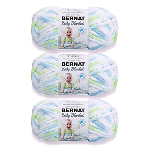 Image of Bernat Baby Blanket Yarn for Crocheting Soft, Funny Prints, 3-Pack | #6 Super Bulky Yarn, 100% Polyester, Soft Baby Blanket Yarn for Crochet, Knitting & Crafts, 72yds, 100g /3.5oz per skein