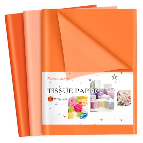 NACHLYNN 60 Sheets Orange-Color Tissue Paper Bulk 14 x 20 inch Gift Wrapping Paper for Crafts Wedding Halloween Thanksgiving