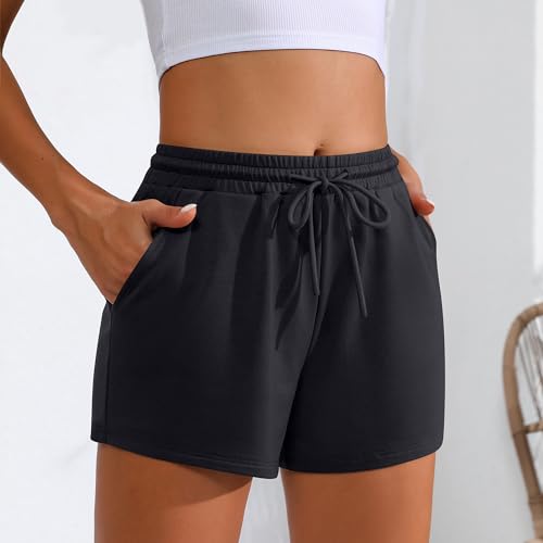 Neer 3 Pack Womens Sweat Shorts Comfy Casual Lounge Drawstring High Waist Summer Athletic Shorts with Pocket 20254