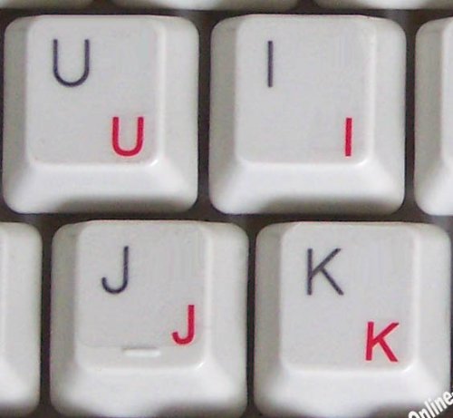 Calcomanía para Teclado Rojo Letras Fondo Transparente miniatura 1