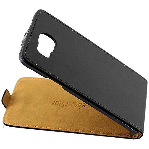 ebestStar   Funda Compatible con Samsung Galaxy Alpha SM G850F Carcasa Ventana Vista Cover Cuero PU, Funda Libro Billetera, Negro [Aparato: 132.4 x 65.5 x 6.7mm, 4.7'']