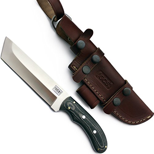 GCS Handmade Micarta Handle D2 Tool Steel Tactical Hunting Knife with leather sheath Full tang blade designed for Hunting & EDC GCS 117 - GCS Knives