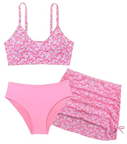 Traje de baño de playa infantil estampado de 3 piezas para niñas de 130cm a 160cm Maeau