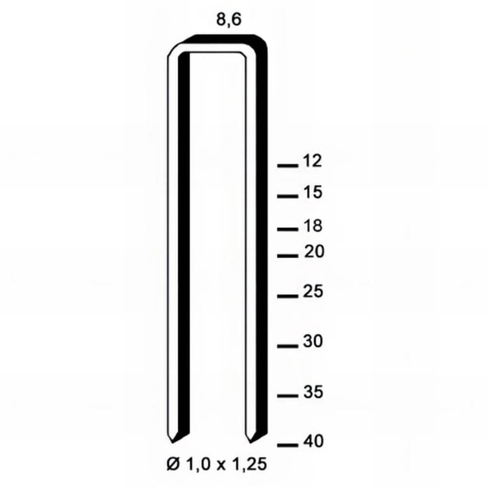 5.000 Grapas Gb-20 - Galvanizadas Resinadas - 10,8 x 20 x 1,2 mm - D-Work