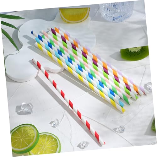 250 pitillos de papel decorativos a rayas para fiesta miniatura 7