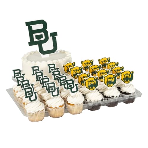 Desert Cactus Baylor University Cupcake Topper and Cake Toppers Set - BU Bears 25 Pcs Food Party Supplies, Tablecloth Decorations, Graduation and Game Day