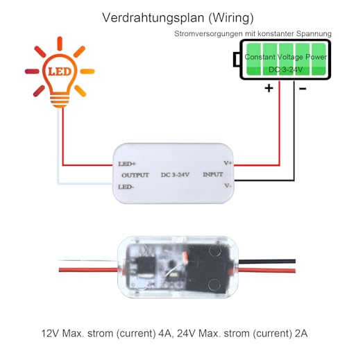 STBTECH Lichtsensor-Schalter Automatisch Ein/Aus, DC 3-24V 4A, Tag/Nacht-Steuerung für Beleuchtung - Lichtabhängiger Schalter mit Helligkeitssensor für Innen/Außen (Garten, Flur, LED-Lampen)