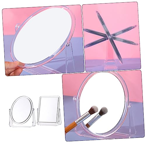 Espejos de maquillaje de doble cara para escritorio, 2 piezas miniatura 4