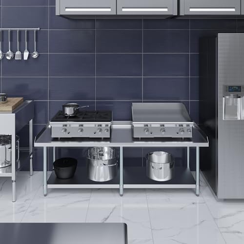 Image of AmGood Stainless Steel Equipment Stand - Heavy Duty, Commercial Grade, with Undershelf, NSF Certified (24 inch Width x 72 inch Length)