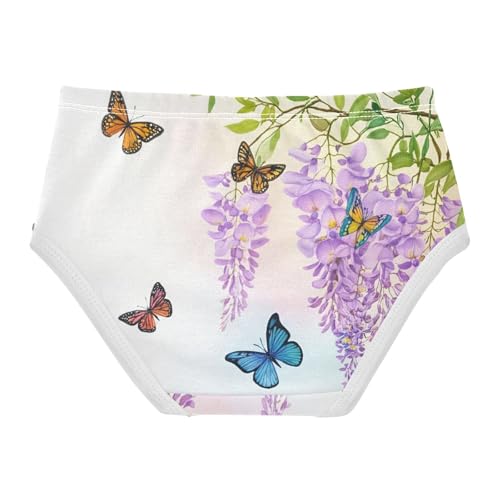 Watercolor Purple Wisteria Flowers Panties Little Girl Toddler Underwear Floral Cotton Funny Briefs Undies Kids 2t2