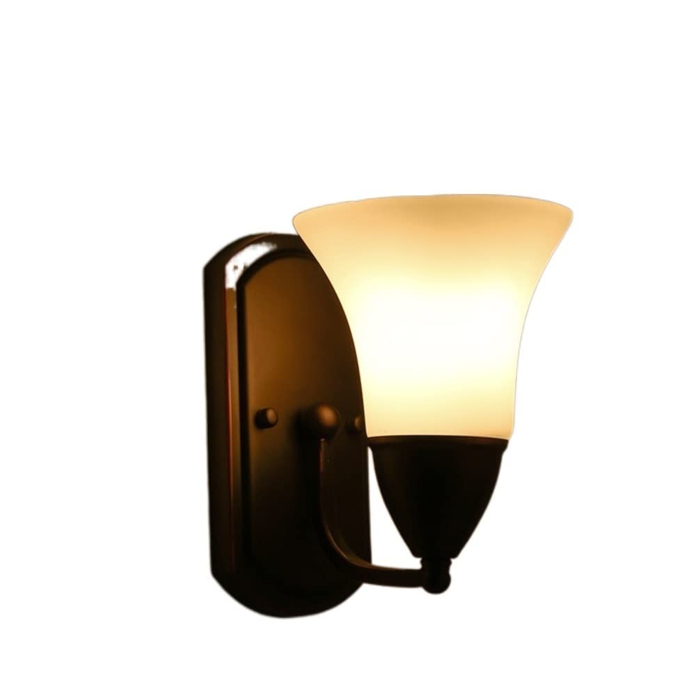 Lampada da Parete American Creativity con Paralume in Vetro E27, Decorazione per Interni, Soggiorno, Camera da Letto, Lanterna da Parete in Ferro, Balcone, Scala, Illuminazione da comod