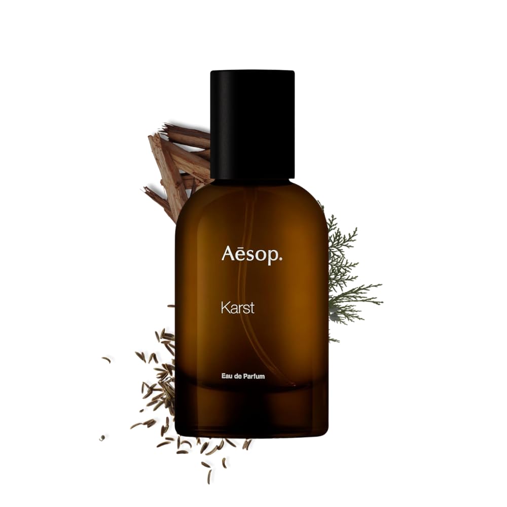 Aesop Karst Eau de Parfum | Juniper, Vetiver, and Sandalwood Scent | Fresh, Herbaceous, and Marine Aroma | Unisex | 1.6 fl oz