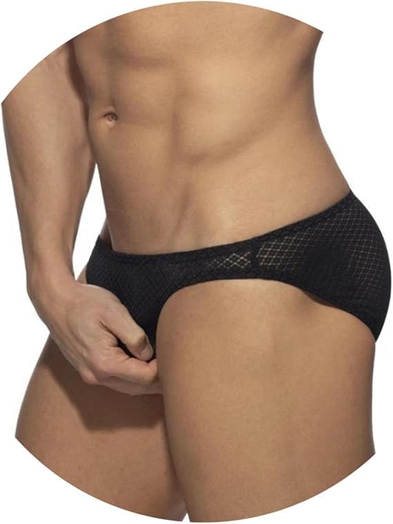 Evankin Men's Sexy Brief Underwear Lace Mesh See Through Underpants Low Rise Funny Underwear3