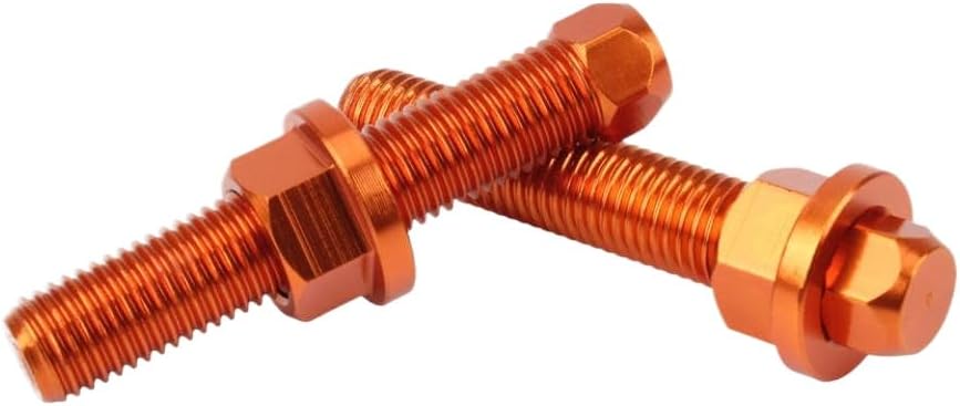 Motorcycle CNC Chain Adjuster Rear Axle Blocks Bolt Nuts Compatible With XC XCF XCW SX SXF EXC EXCF 125 150 250 300 350 450(Orange)