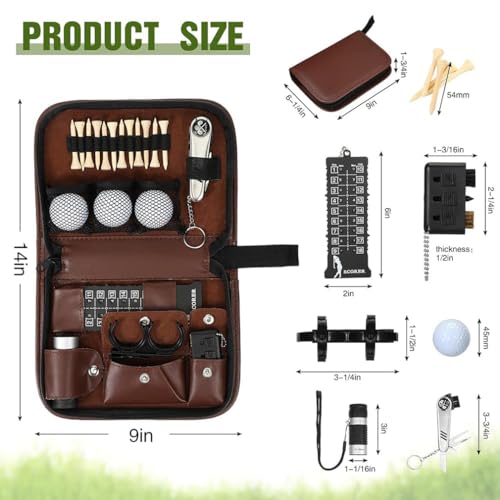 Sac de transport de balles de golf – Ensemble d'accessoires de golf multifonctionnel, organiseur en cuir PU, kit d'outils pour sports de plein air, pour homme